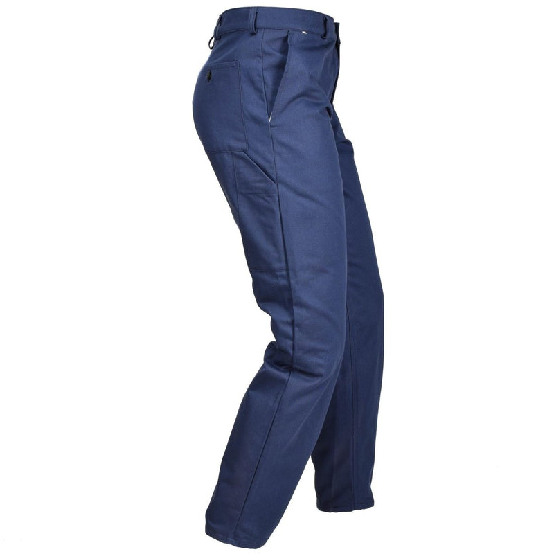 Original Italian vintage military work pants blue surplus lightweight Army casual classic trousers cotton