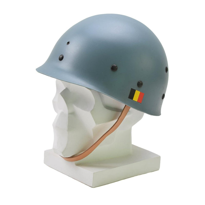 vintage military helmet with belgium flag