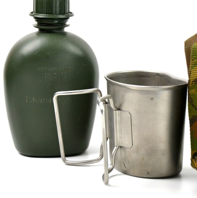 Original Netherlands Dutch Army Canteen with cup lightweight durable flask 950ml