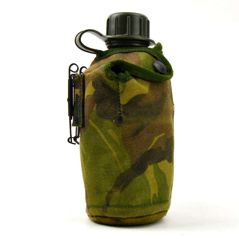 Original Netherlands Dutch Army Canteen with cup and cover Alice clips 950ml camouflage woodland pouch