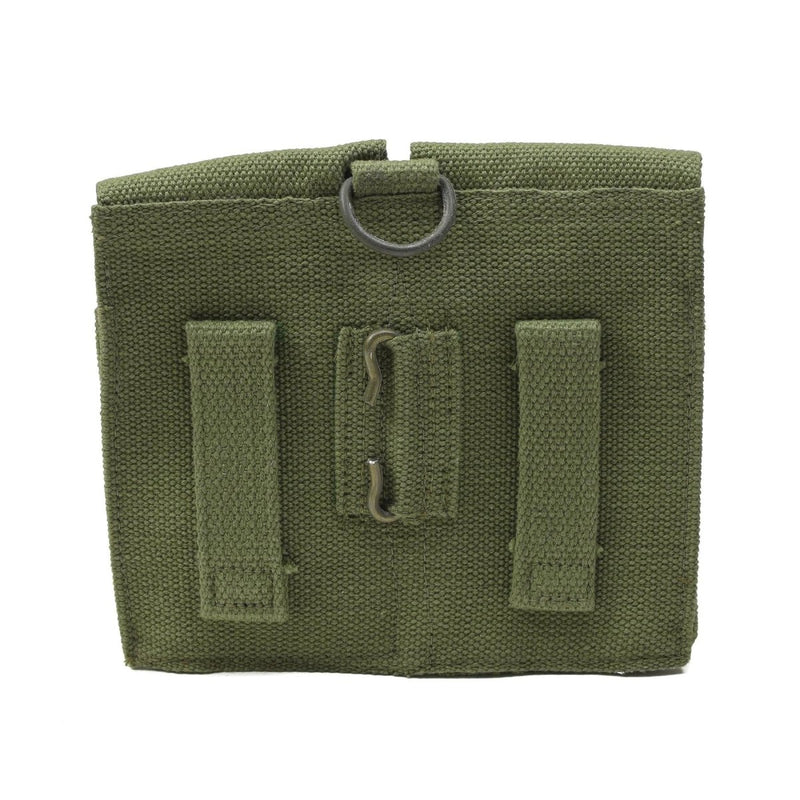 Norwegian army magazine pouch vintage double ammo bag green canvas two straps for Molle system