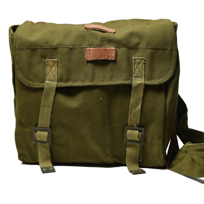 Original Romanian haversack army carrying bag buckle green shoulder strap case