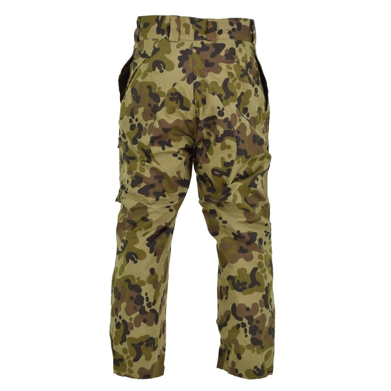 Original Romanian cargo style field troops pants fleck pattern camouflage BDU trousers reinforced knees pocket closure