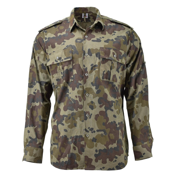 Original vintage Romanian military shirts lightweight field uniform M94 Mozaic camouflage chest pockets buttoned cuffs