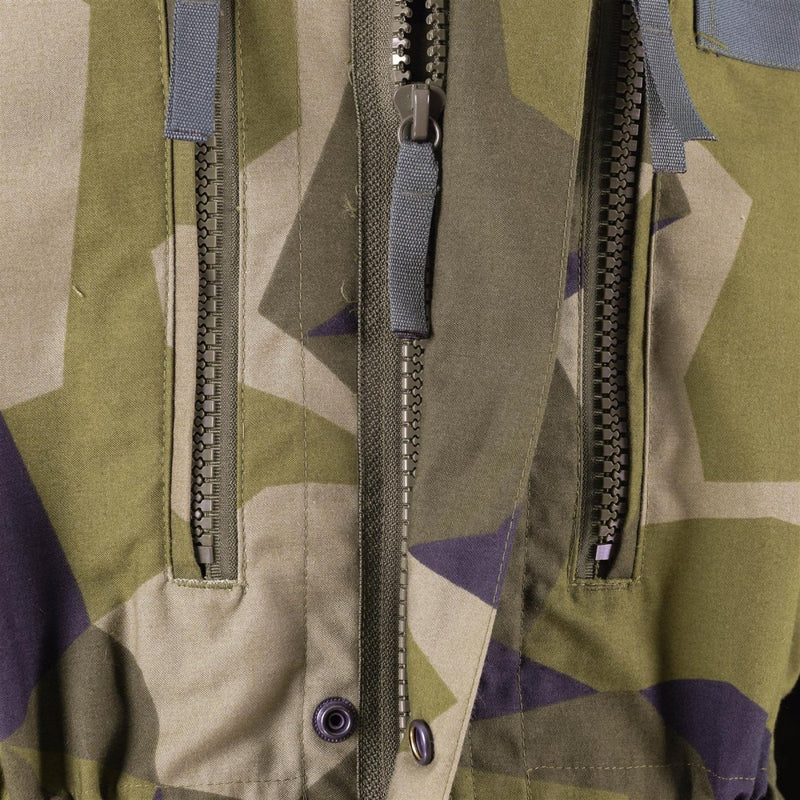 Original Swedish army heavy M90 jacket splinter camo military field troops side pockets zipper closure