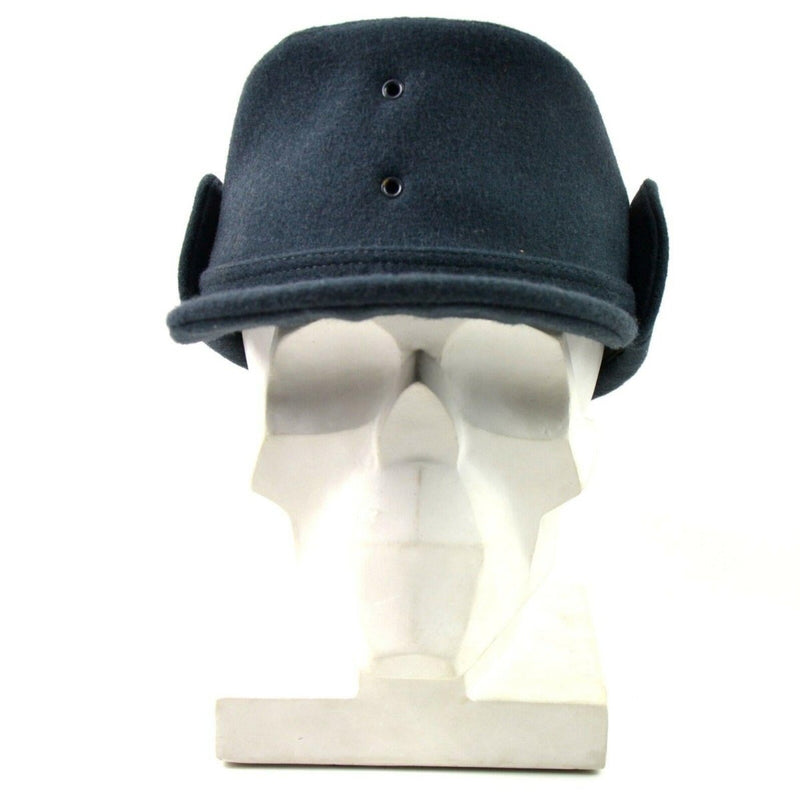 Original vintage Swedish army visor cap wool winter hat blue Sweden winter