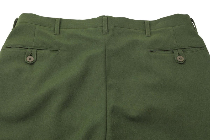Original Swedish military formal pants green pleated front stirrup trousers two back pockets