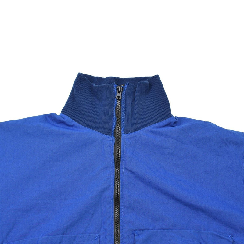 Original Swedish Military sports jacket retro vintage tracksuit sportswear blue elastic cuffs and hem high neck