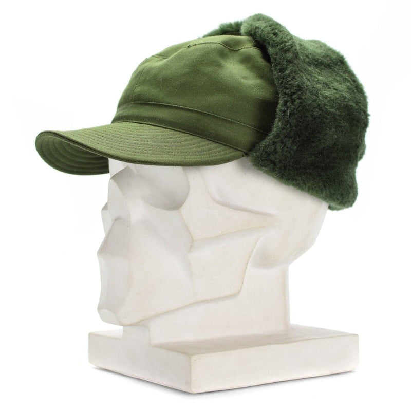 Original Swedish military Army winter hat Green M59 Combat field cap