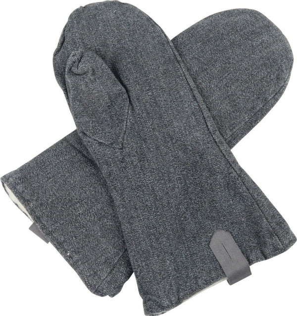 Original Swiss army mittens denim gray wool cold weather military gloves lined