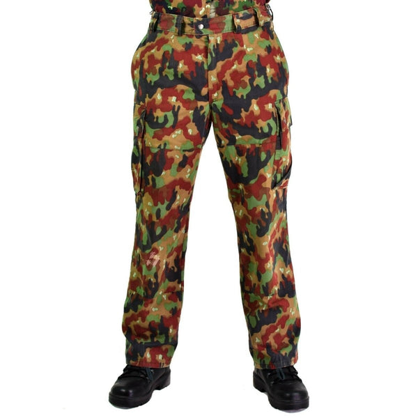Original Swiss army pants M83 combat Alpenflage Camo field trousers reinforced knees adjustable waist and bottoms
