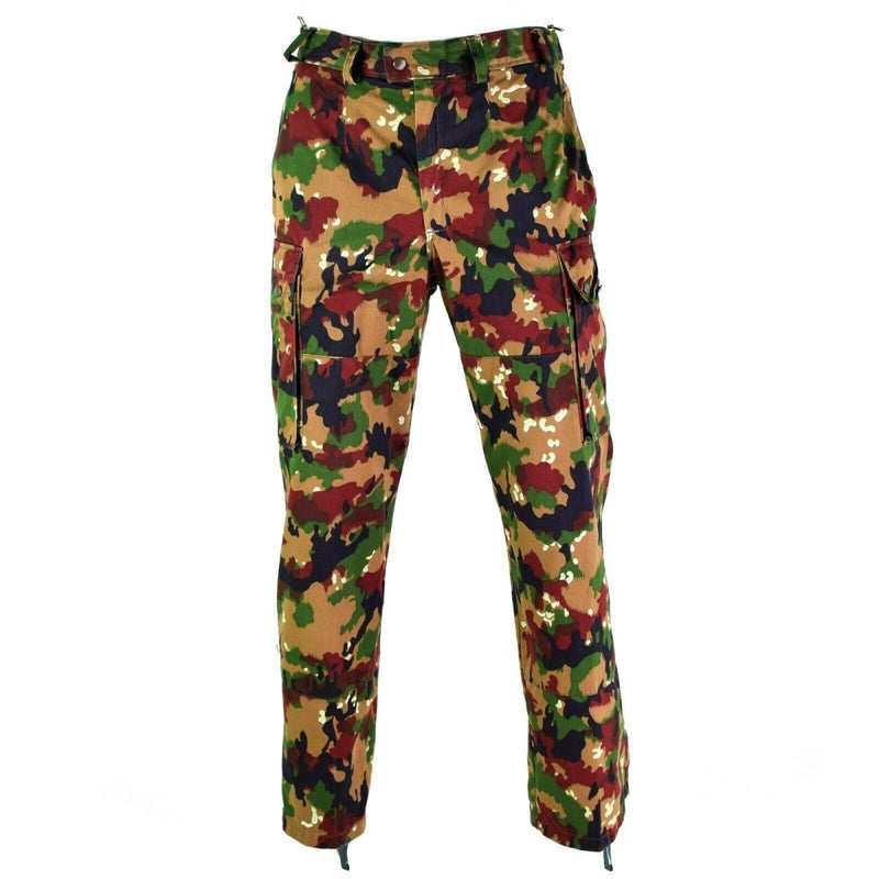 Original Swiss army pants M83 combat Alpenflage Camouflage field trousers reinforced knees adjustable waist and bottoms