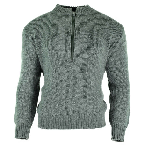 Original Swiss army pullover M74 Jumper grey virgin wool sweater with zipper