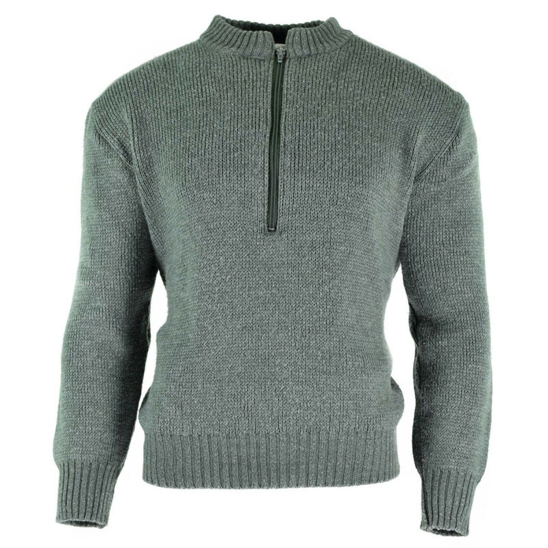 Original Swiss army pullover M74 Jumper grey virgin wool sweater with zipper elastic waist lightweight