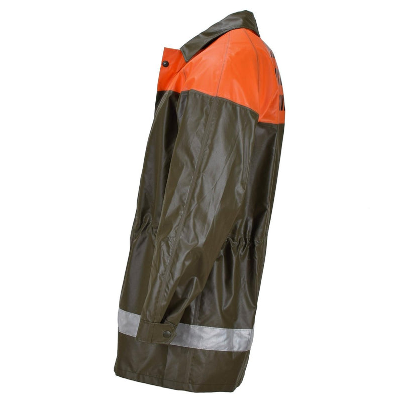 Original Swiss army rain jacket olive civil protection waterproof long coat all seasons material polyamide