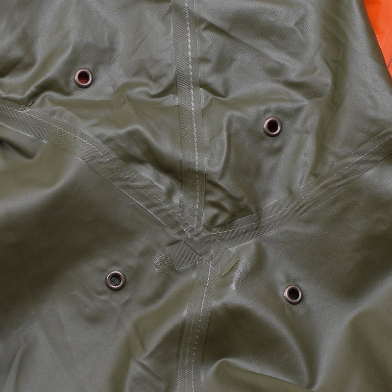 Original Swiss army rain jacket olive civil long coat ventilation eyelets