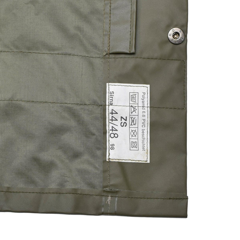 Original Swiss army rain jacket olive civil protection waterproof long coat closure zipper