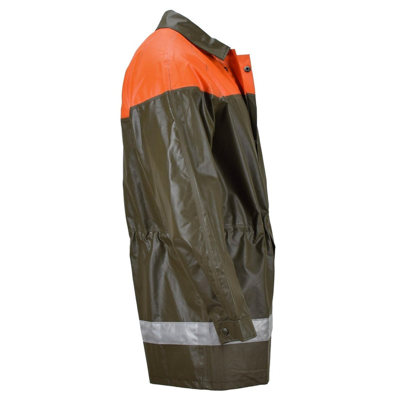 Original Swiss army rain jacket olive civil protection waterproof long coat
