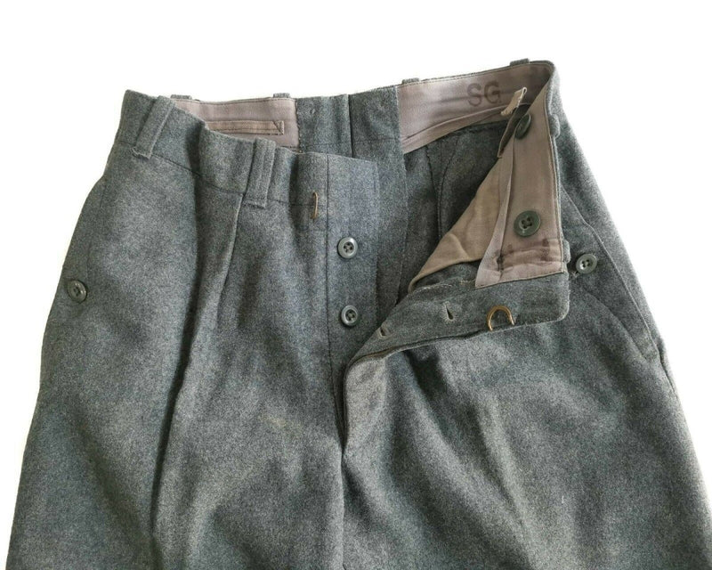 Original Swiss army wool pants military surplus field trousers Switzerland buttons closure