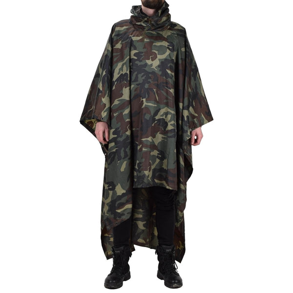 Original Turkish military camouflage poncho water resistant durable ripstop material hooded army