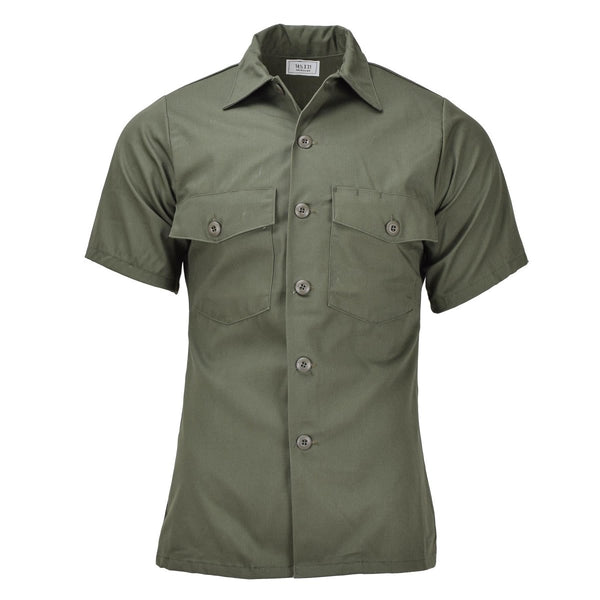 Original U.S. Military field tactical olive shirts short sleeve army fatigue buttoned storm flap 1995 year of manufacture