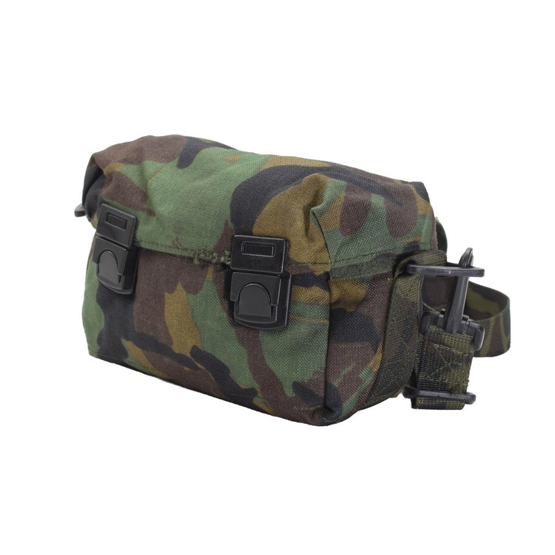 Original U.S. Military shoulder bag pouch woodland camouflage buckle closure detachable shoulder strap two pockets inside