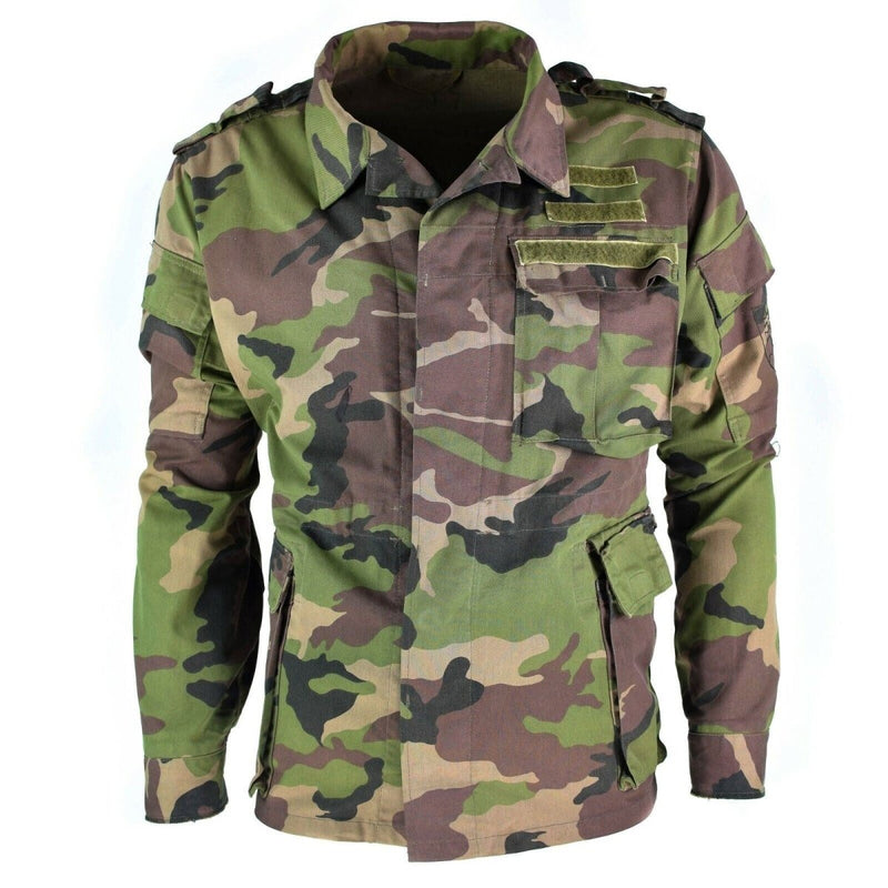 Original vintage Slovakian army field jacket M97 Slovakia military combat BDU chest side arm rear pockets buttoned cuffs