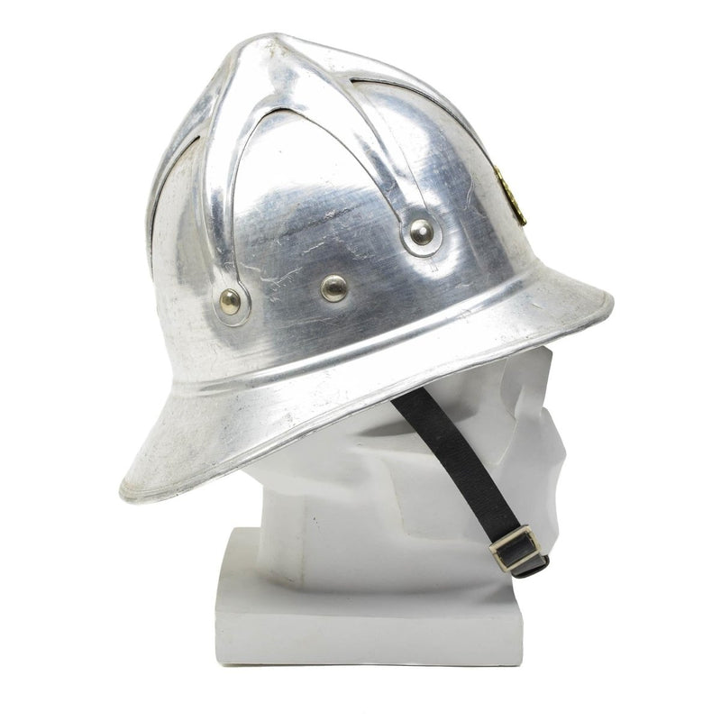 Original Yugoslavia military gray aluminum fireman helmet red start badge army adjustable leather chin strap