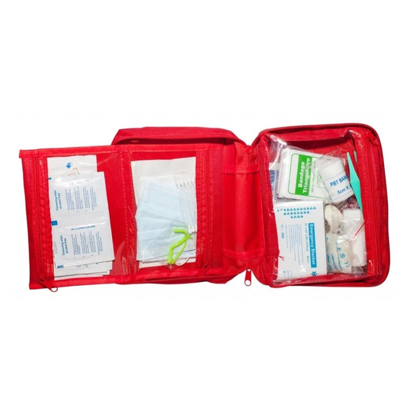 Pharmavoyage XL first aid kit trekking emergency trauma medical bag survival blanket gloves, scissors plasters whistle mask