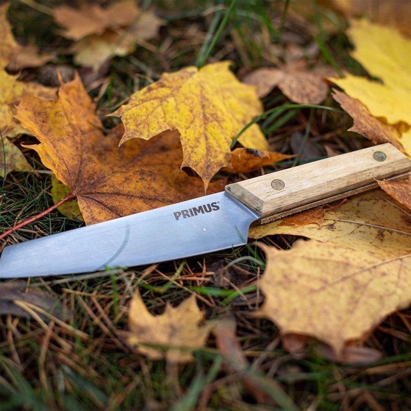Primus CampFire camping knife fixed stainless steel blade handle oak wood outdoor kitchen cookware