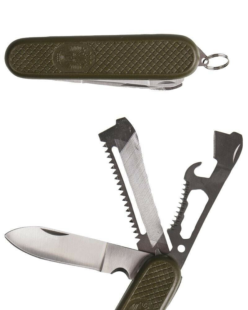 Spanish army style knife. Spain military foldable knife multitool