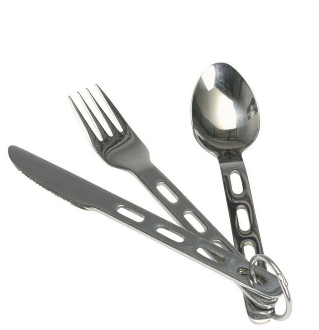 1 Set 3 in 1 Camping Cutlery Stainless Steel Eating Utensil Fork Knife  Spoon