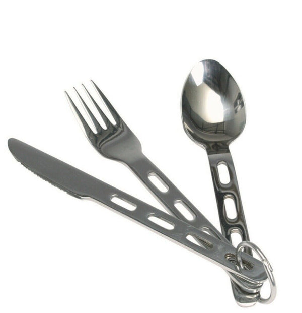Stainless steel cutlery set 3 pcs Eating utensils Knife fork spoon flatware carry ring durable easy to clean