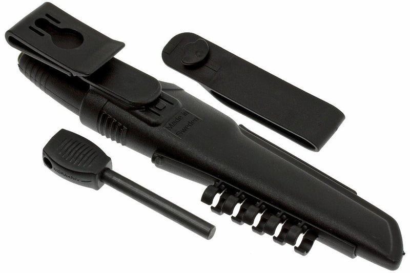 Swedish knife MORA BushCraft Survival Black Carbon Blade Steel Fire Starter polymer sheath edge protection
