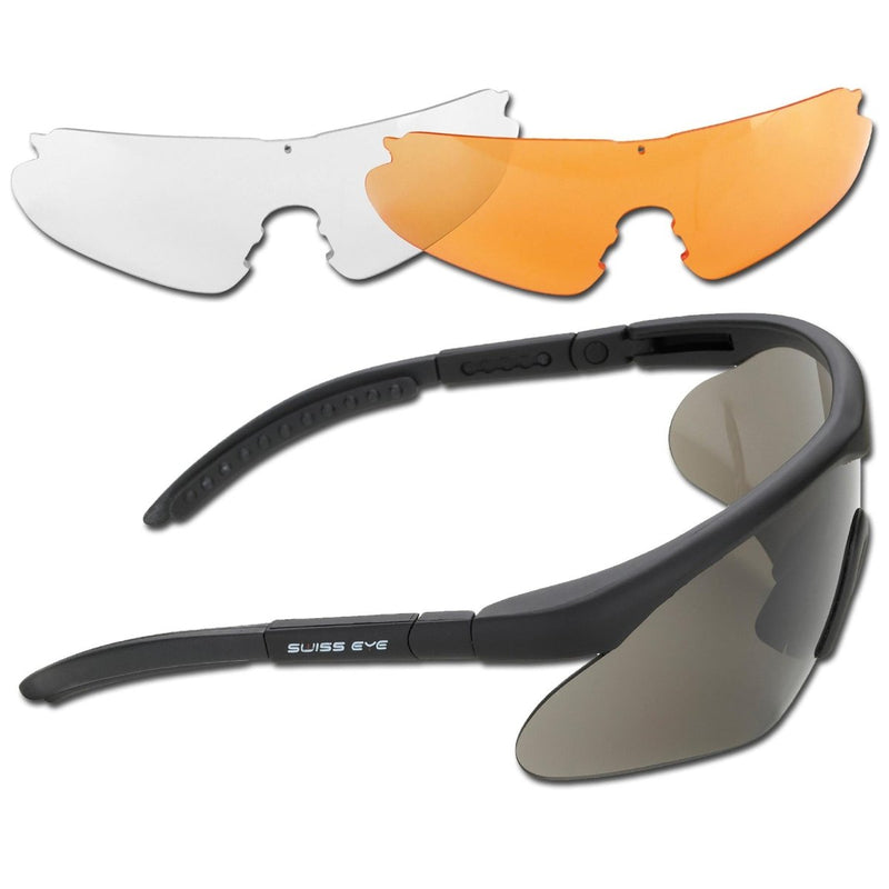SWISS EYE Wide shooting goggles ballistic tactical UV400 eye protection shield spare orange and clear lenses