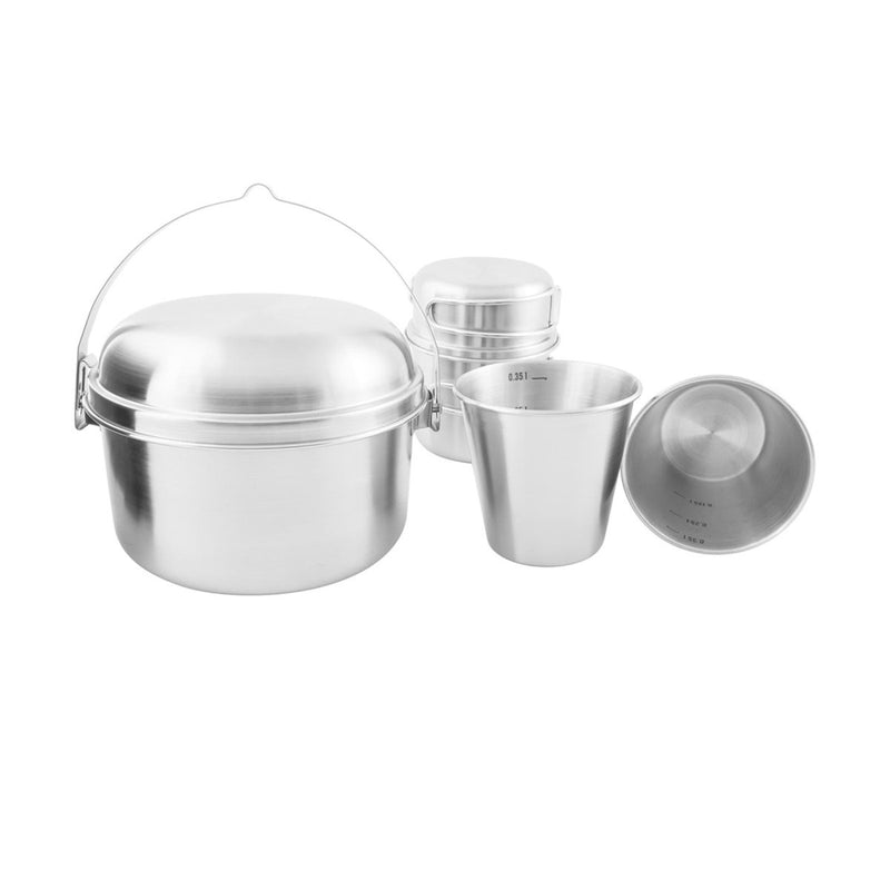 Tatonka Mini Set II compact camping cookware kit 6pcs stainless outdoor cooking set mesh bag for traveling 1600ml