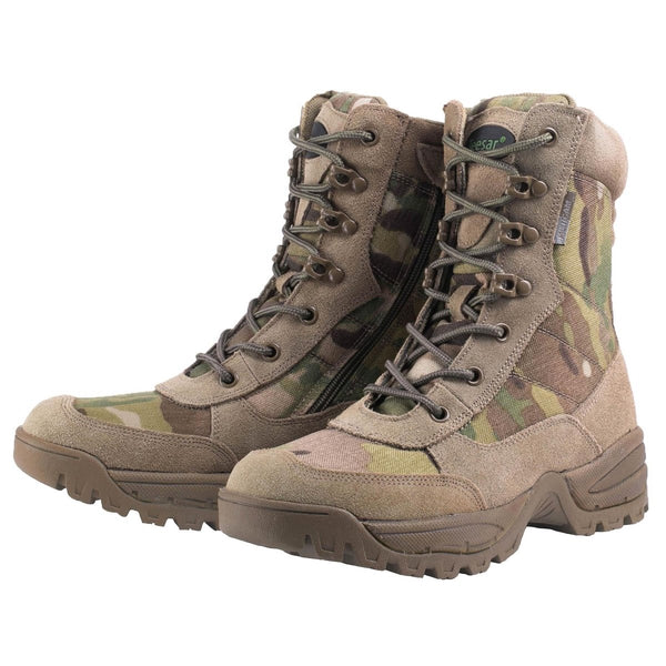 Teesar TACTICAL MULTICAM boots side zip hunting hiking trekking duty footwear fast lacing system