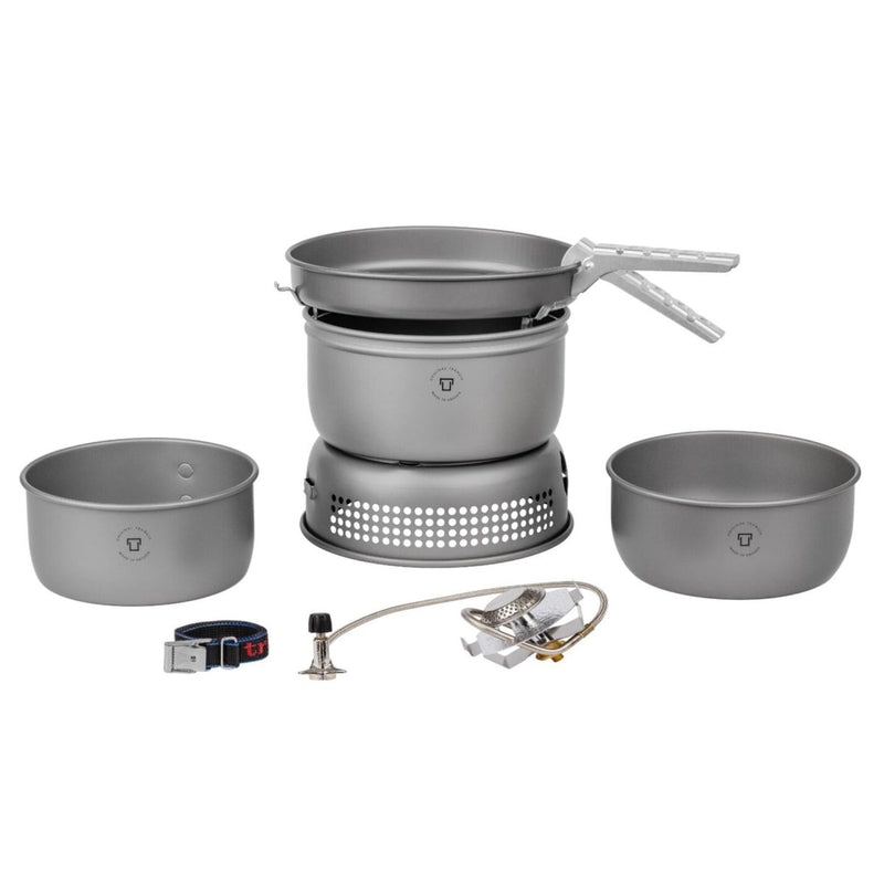 Trangia outdoor cookware stove set hard anodized aluminum lightweight camping two sauce pans frying pan windshield burner