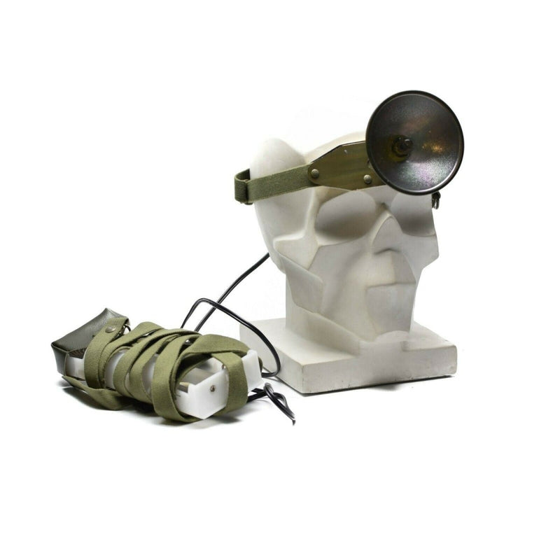 Vintage Swedish military army Head lamp Head torch flashlight adjustable leather strap